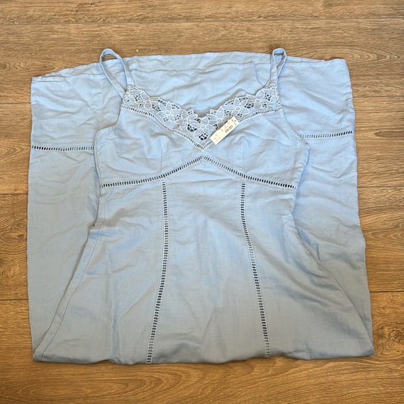 NEW Madewell powder blue Sweetheart Midi Dress in Linen-Cotton Blend NP116 - Picture 7 of 10